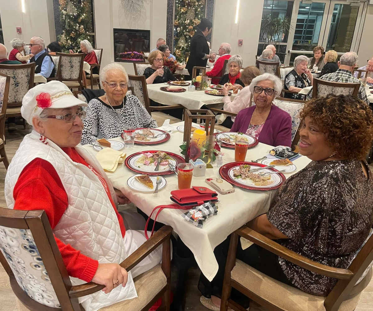 Ladies having a meal at Watermere at the Preserve in North Richland Hills, Texas