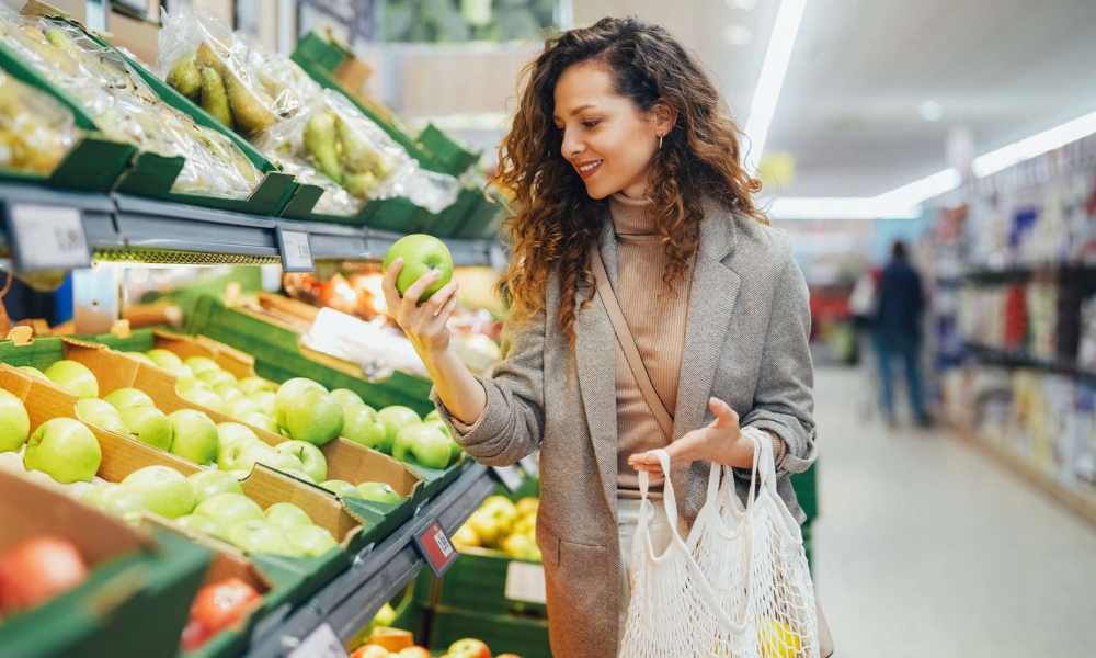 Resident shopping at a market near Peaks of Dahlonega in Dahlonega, Georgia 