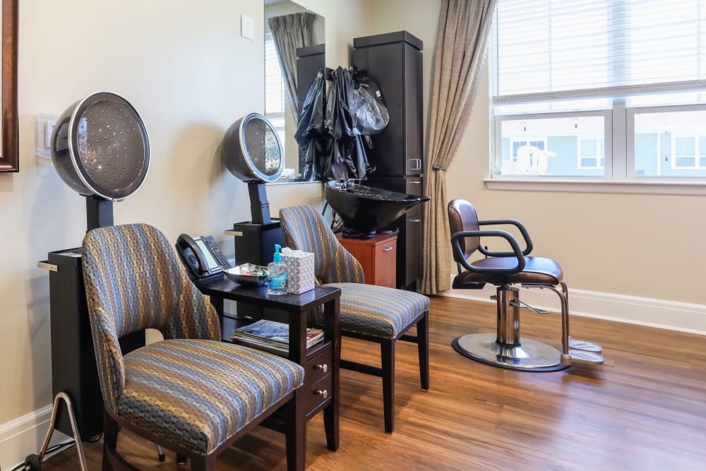A hair salon at Harmony at Martinsburg in Martinsburg, West Virginia