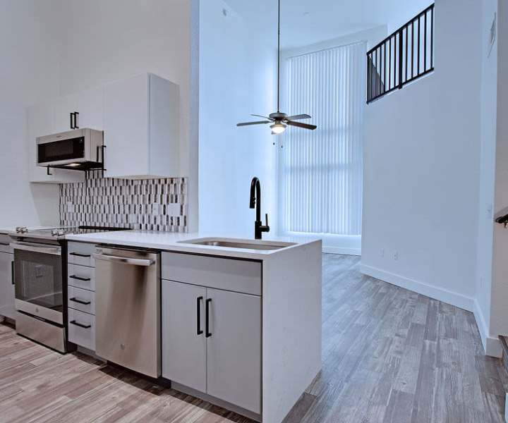 Kitchen with island at Ninety Degrees in Phoenix, Arizona