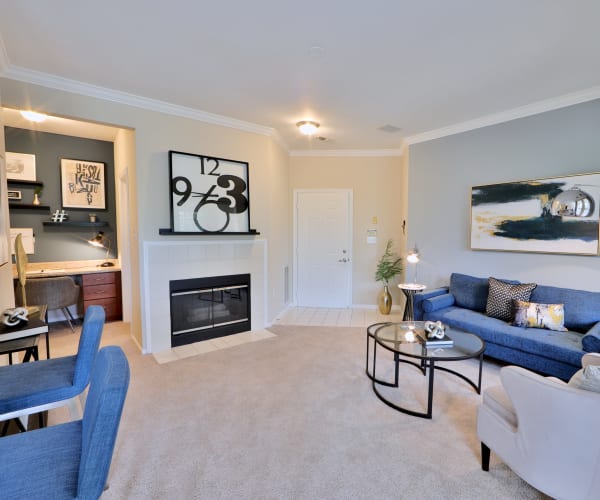Living room at The Village at Potomac Falls Apartment Homes in Sterling, Virginia