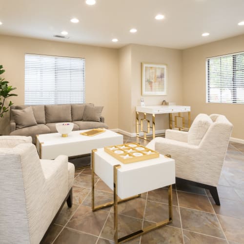 Lounge area at Woodstream Townhomes in Rocklin, California