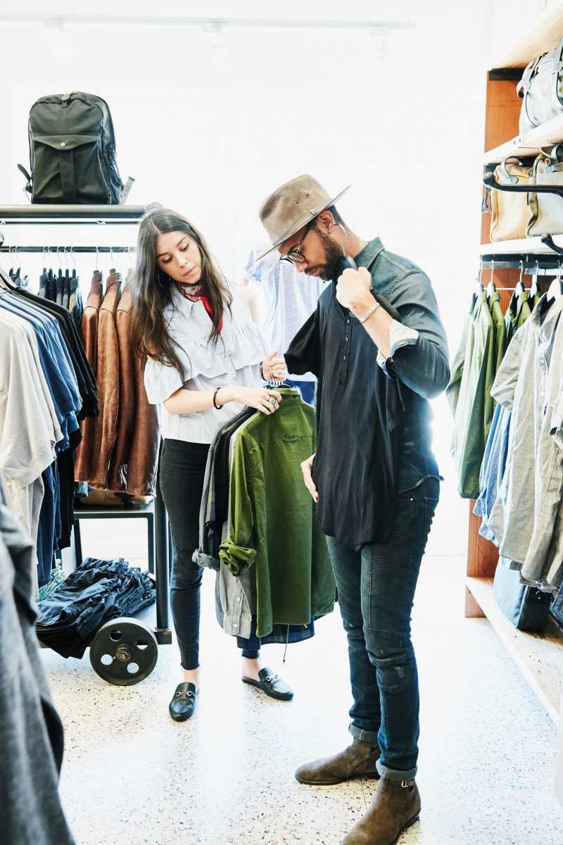 Resident shopping at a boutique near Mirada Apartments in Lewis Center, Ohio
