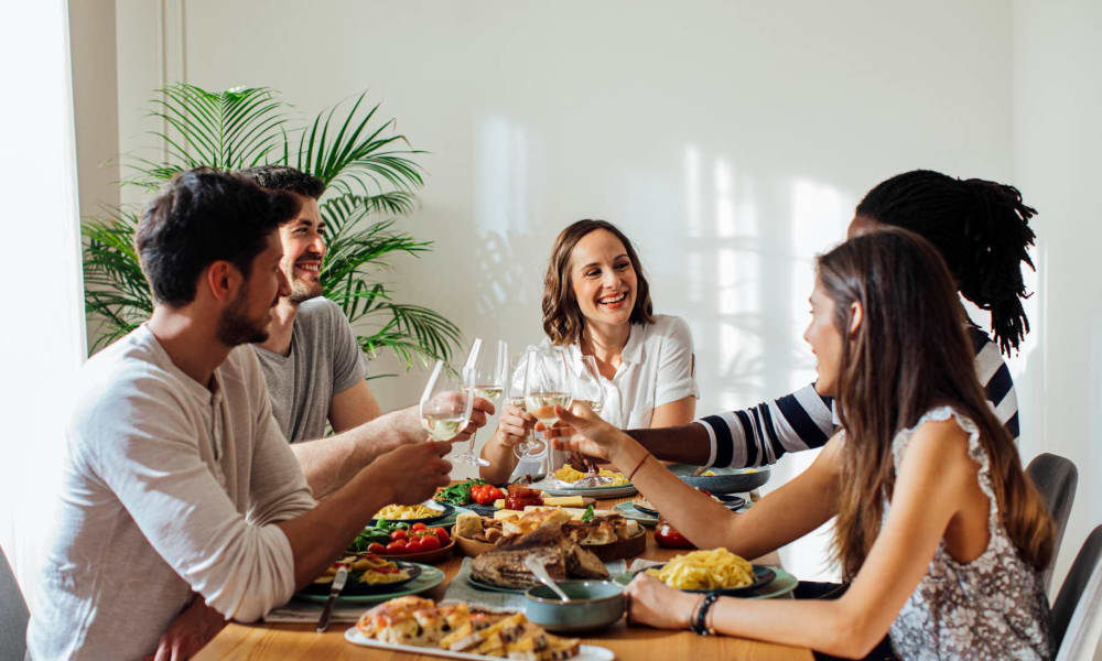 Residents out for a fantastic meal at their favorite downtown restaurant near One Rocky Ridge Apartment Homes in Douglasville, Georgia