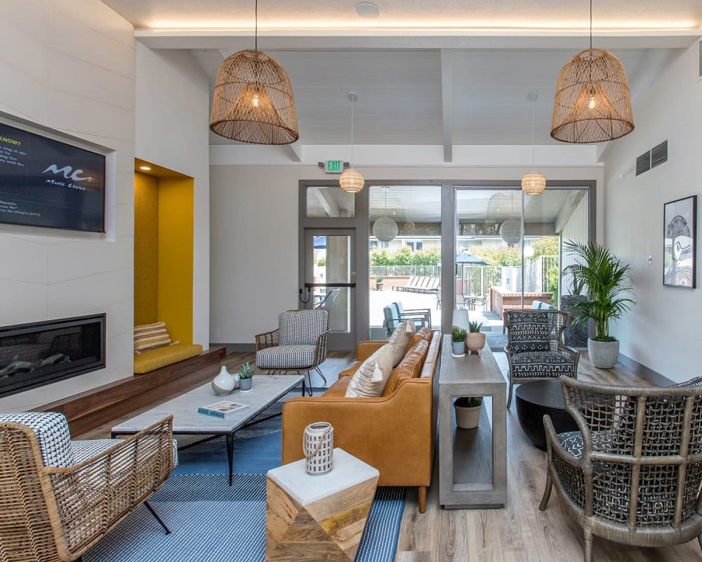 Living rooms at Shadow Cove Apartments in Foster City, California