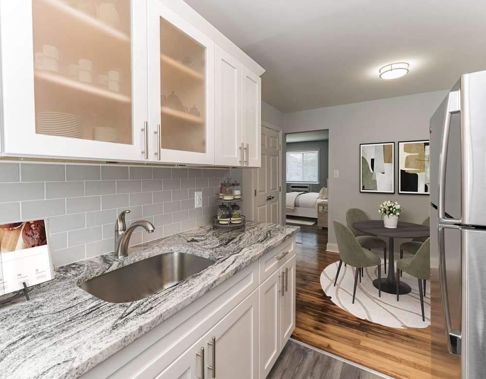 Modern kitchen appliances at Pine Gardens in Freeport, New York
