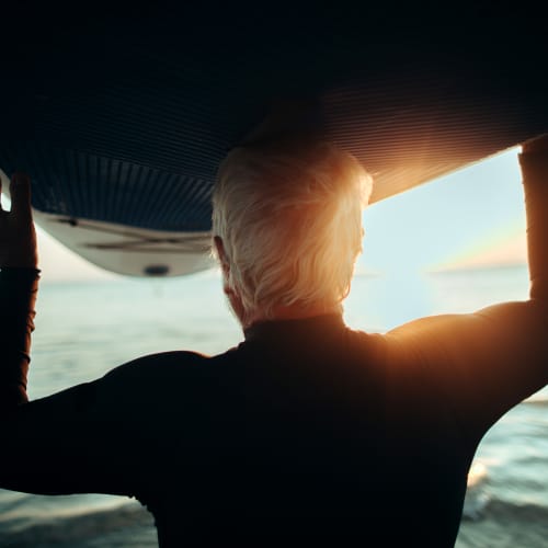 Resident surfing near Portside Ventura Harbor in Ventura, California