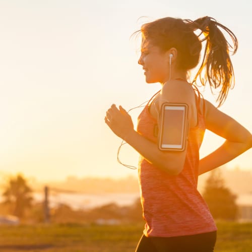 A resident exercising near Gateway Village in San Diego, California