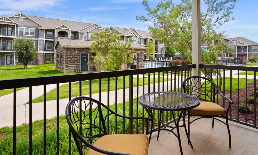 Balcony at Cottages at Abbey Glen Apartments in Lubbock, Texas
