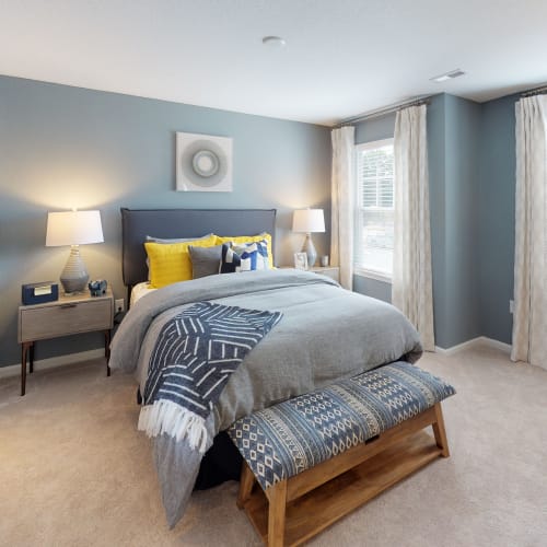 Modern bedroom with sleek design at Dragas Home Rentals in Virginia Beach, Virginia