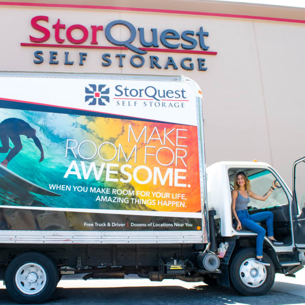 Moving truck and driver available at StorQuest Self Storage in Los Angeles, California