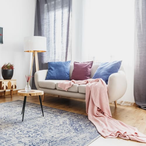 A furnished living room at Seaside Village in Oceanside, California