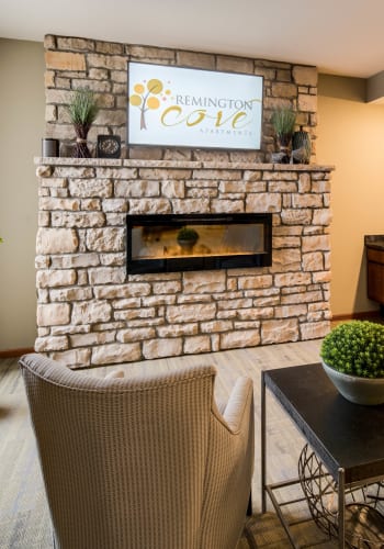 Fireplace at Remington Cove Apartments in Apple Valley