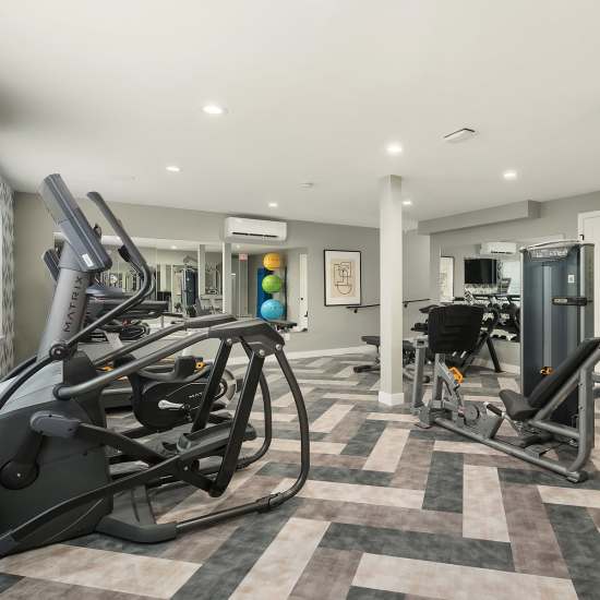 Fitness center with plenty of equipment Cascadia at Fairwood Landing in Renton, Washington