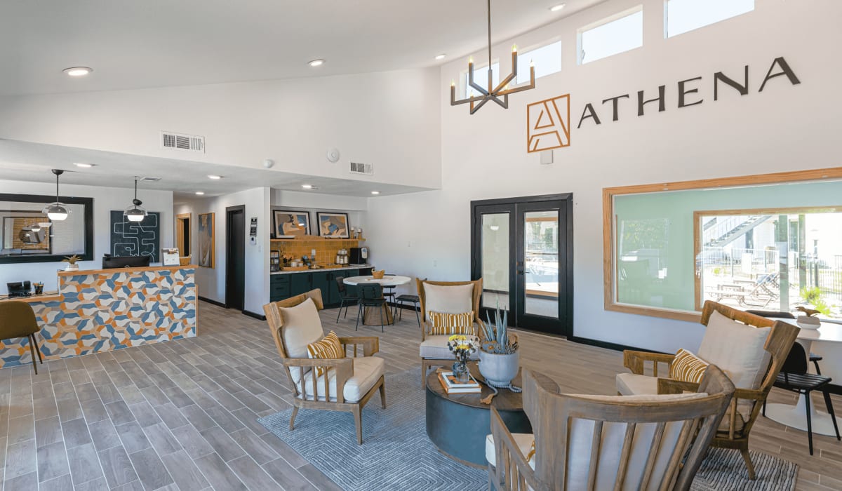 Entrance to the community at Athena Apartment Homes in Benbrook, Texas