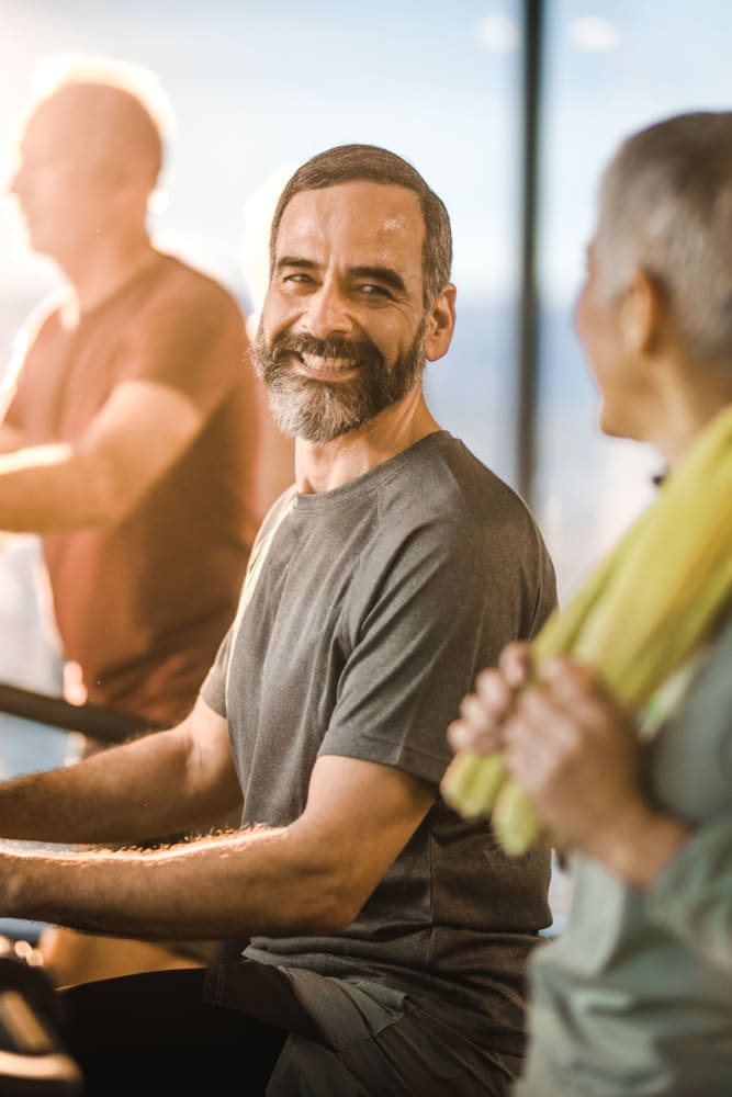 Residents in the fitness center at Park Row Senior Apartments in Bowling Green, Kentucky