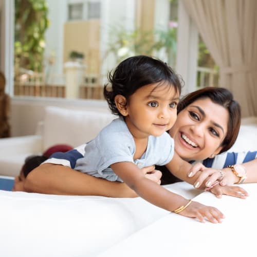 a mother with her infant at Edson in Oceanside, California