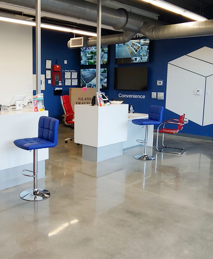 Interior of the leasing office at StorQuest Self Storage in North Miami, Florida