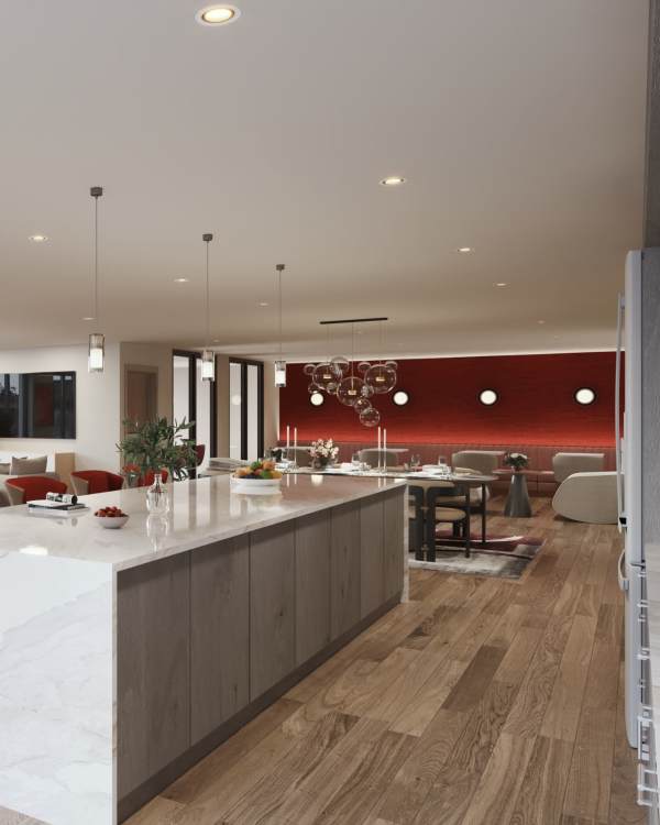 Clubhouse kitchen at The Maxx and The Alexandra in Pittsburgh, Pennsylvania