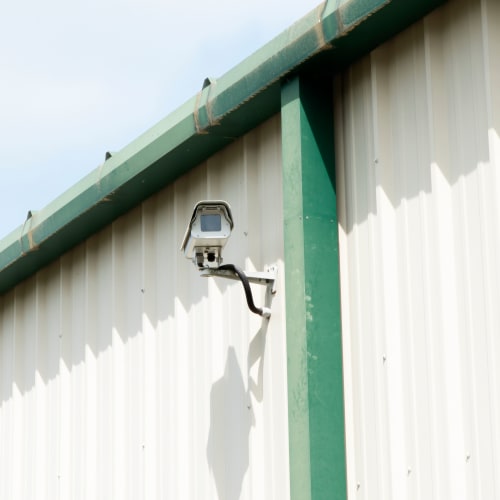 Security camera mounted outside at Red Dot Storage in Peoria, Illinois