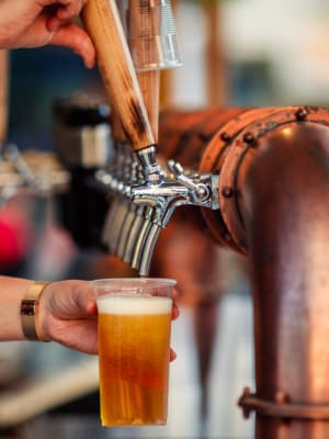 A drink being poured at a brewery near Haven Hills in Vancouver, Washington