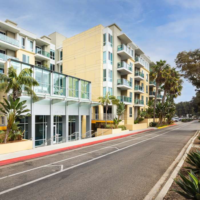 Exterior view of the apartments at Capri Apartments in Marina Del Rey, California