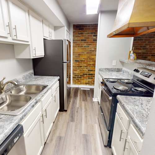 Fully furnished kitchen at Thirty43 by the Greene in Kettering, Ohio