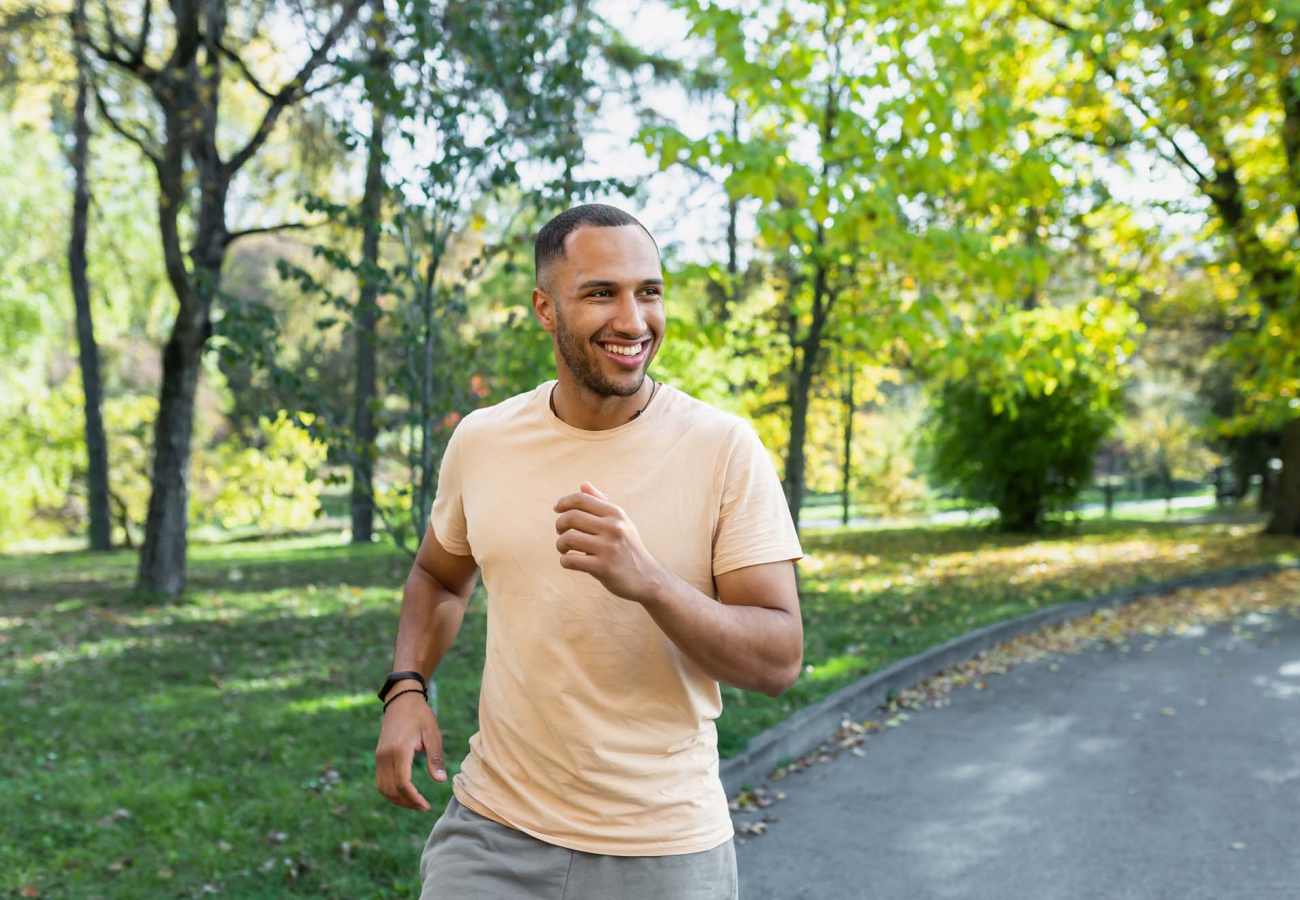 Residents running in the park near Deer Run Estates in Baraboo, Wisconsin