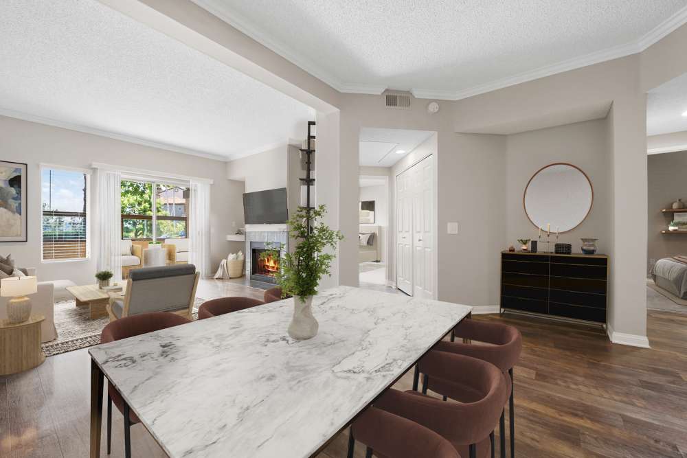 Dining room and living room at Niguel Summit Condominium Rentals in Laguna Niguel, California