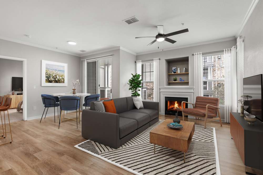 Large, furnished living room at Briargate on Main in Parker, Colorado