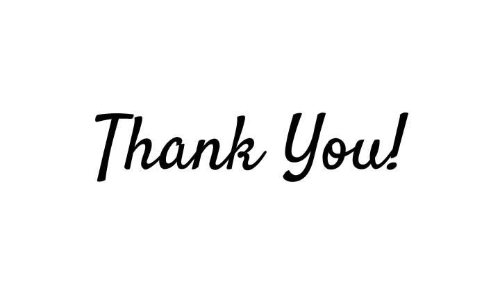 White image with black text saying thank you