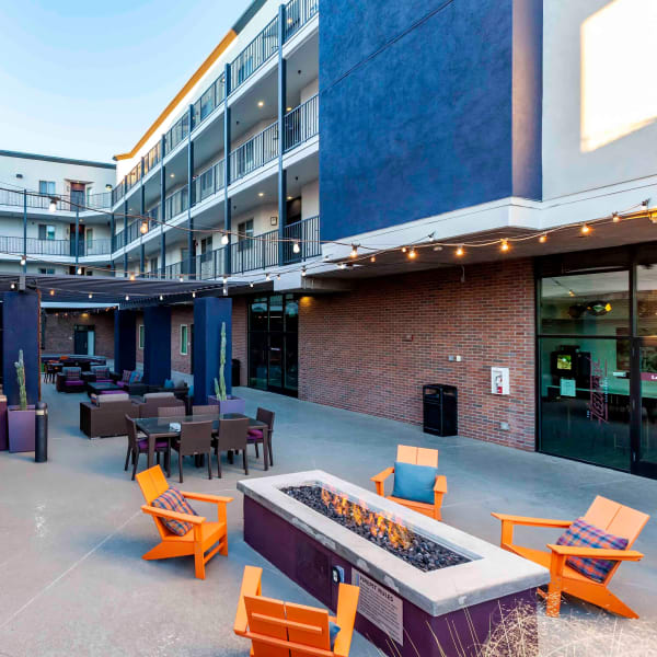 Outdoor patio seating at The Fleetwood in Tempe, Arizona
