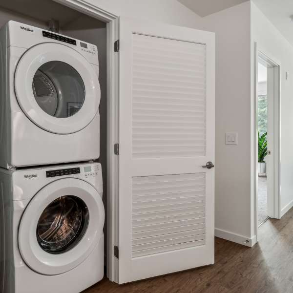 Washer and Dryer in every modern apartment at Traxx Apartments in Mountlake Terrace, Washington 