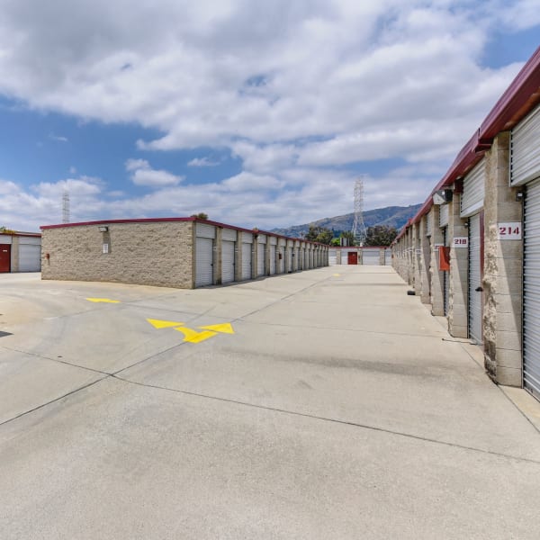 Drive up storage units with wide driveways at San Dimas Lock-Up Self Storage in San Dimas, California