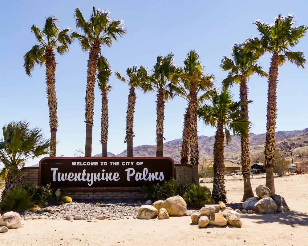 Welcome sign Two Mile in Twentynine Palms, California