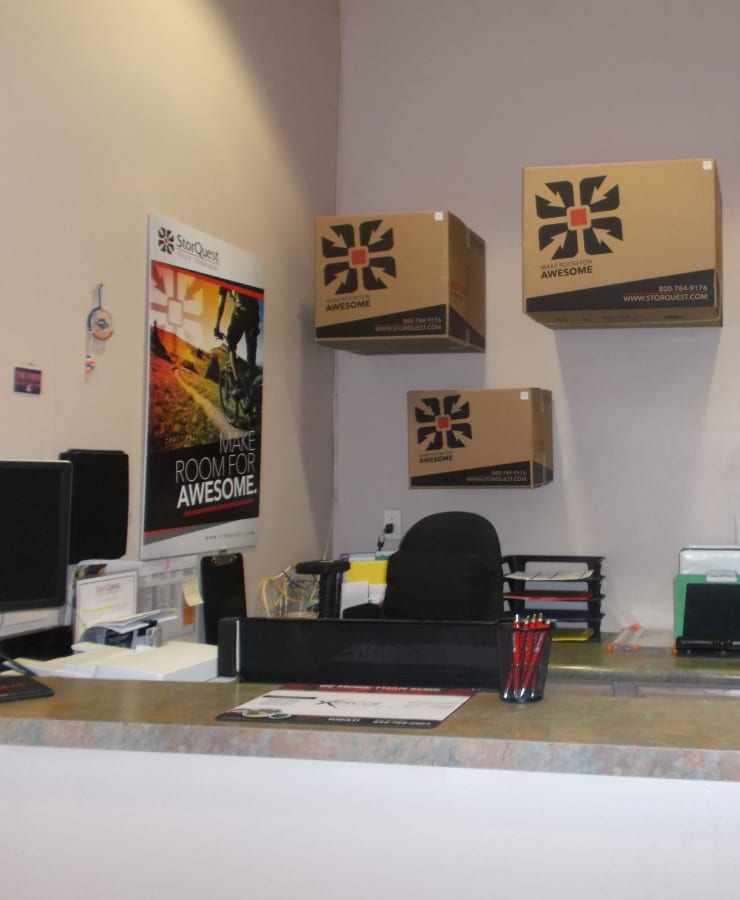 Interior of the leasing office at StorQuest Self Storage in Tucson, Arizona