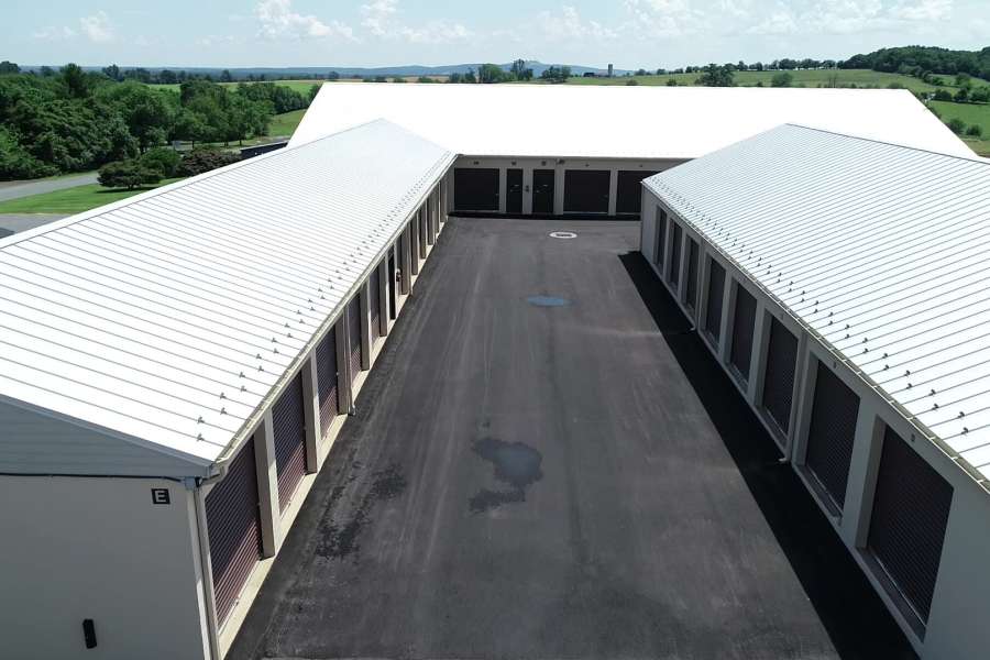 An aerial view of outdoor units at Culpeper Self Storage in Culpeper, Virginia