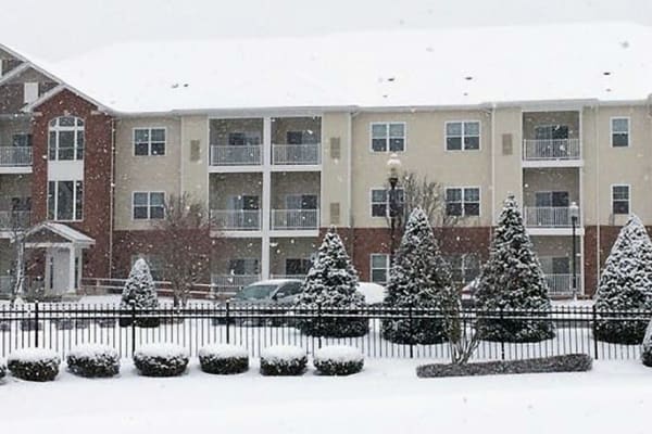 Snow covered exterior of Marquis Place in Murrysville, Pennsylvania