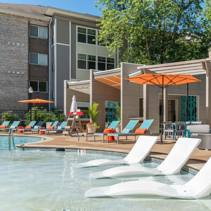 Business center with table at The Encore, Alexandria, Virginia