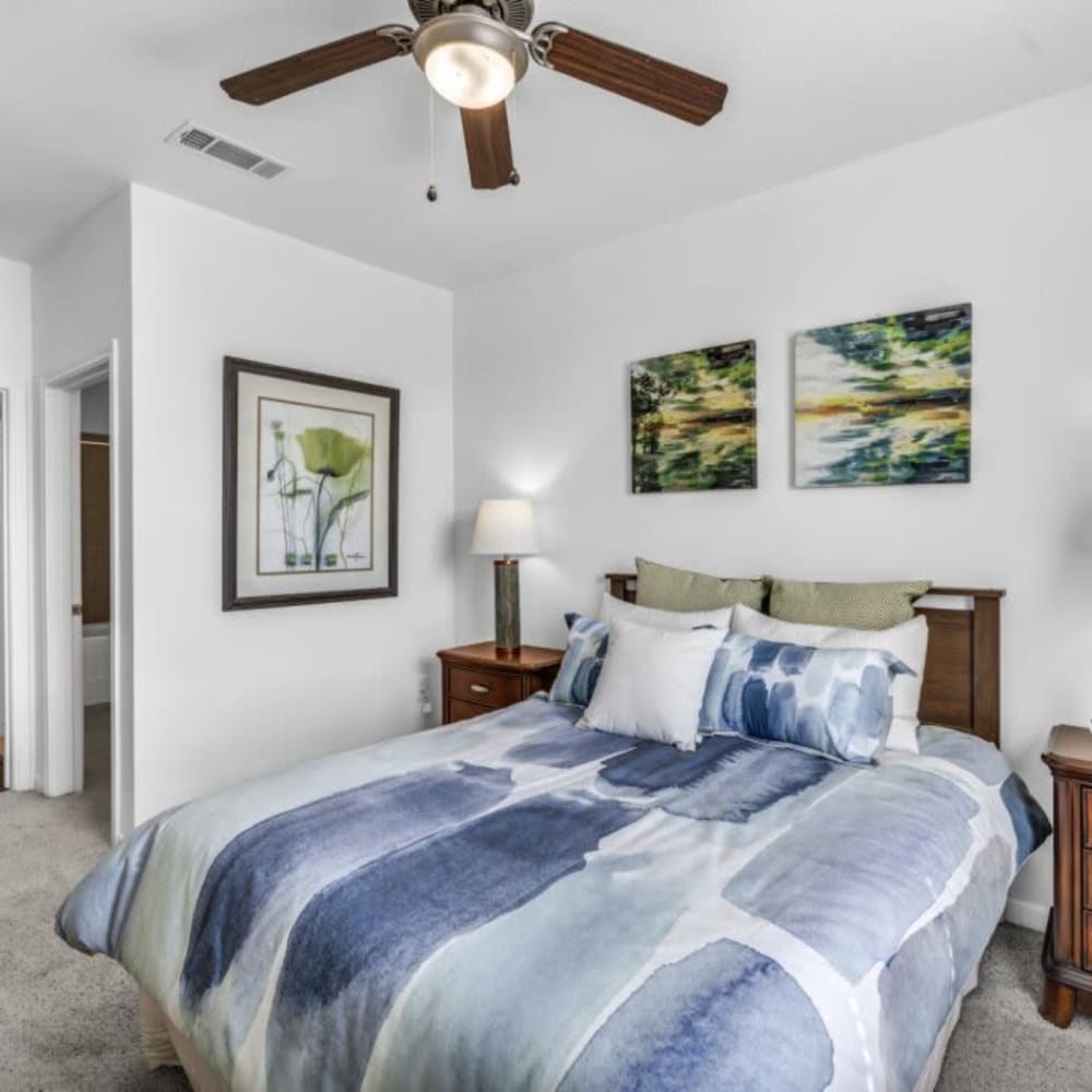 Bedroom area at Villas Tech Ridge in Pflugerville, Texas 