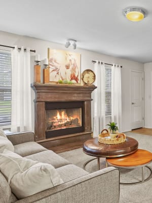 Living room at Cottages at Tallgrass Point Apartments in Owasso, Oklahoma