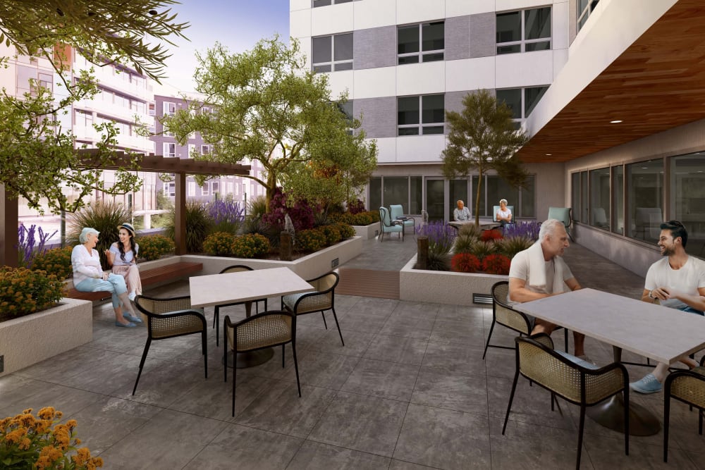 Patio for residents to relax at xx