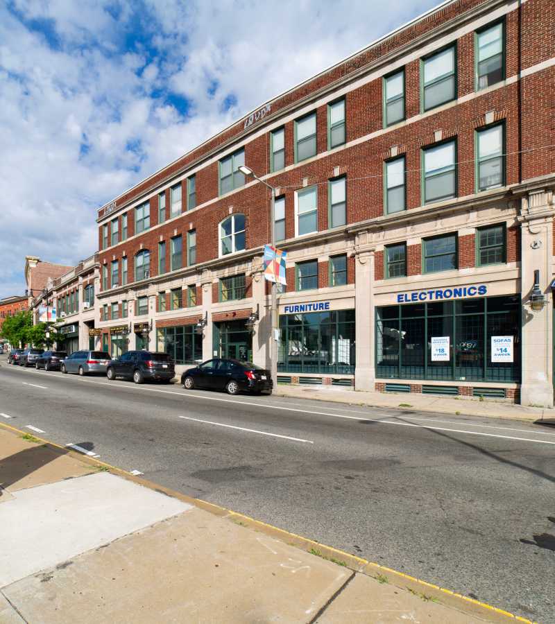 View of the apartment from the street at Affordable Housing and Services Collaborative in Braintree, Massachusetts