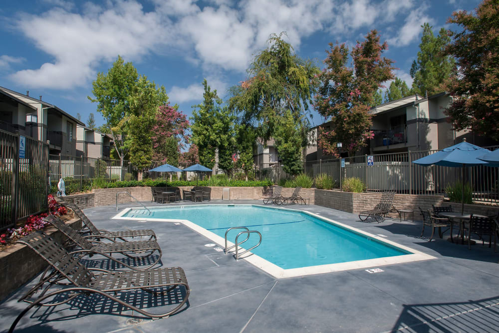 Resort-style swimming pool at Valley Ridge Apartment Homes in Martinez, California