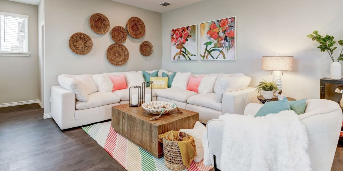 Spacious and well lit living room in a model home at Antigua at Lakewood Ranch in Lakewood Ranch, Florida