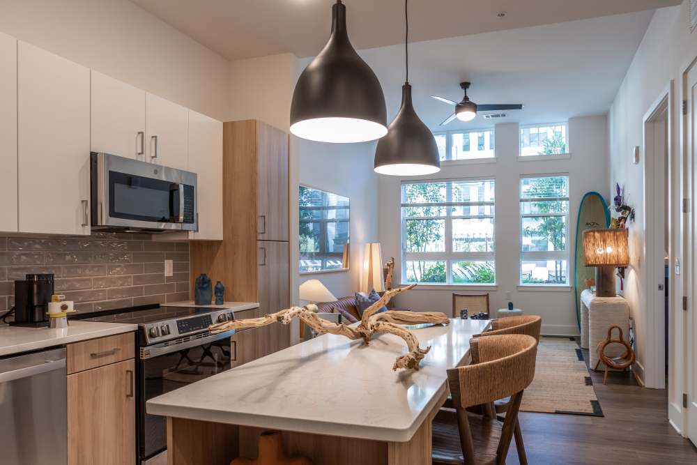 Apartment with open concept layout at St. Albans Lofts in Raleigh, North Carolina