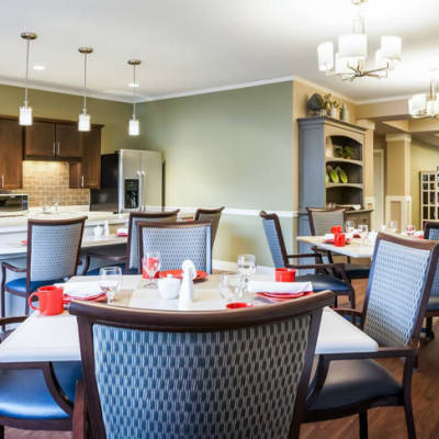 Modern bistro amenities for memory care residents at The Sanctuary at West St. Paul in West St. Paul, Minnesota