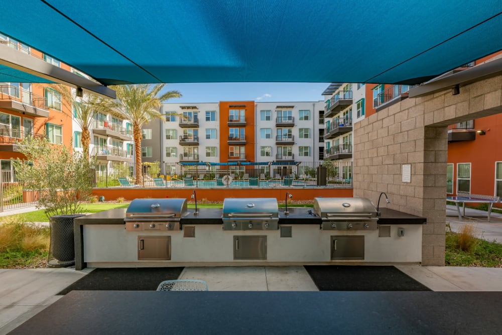 Barbeque area in Encore Tessera's clubhouse in Phoenix, Arizona
