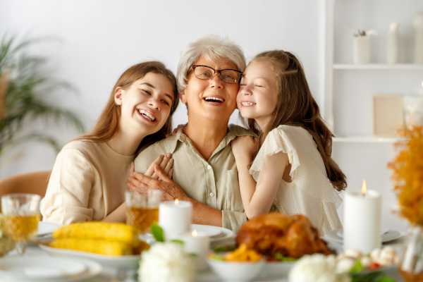 Senior woman having fun with family at The Leonard on Beverly in Los Angeles, California
