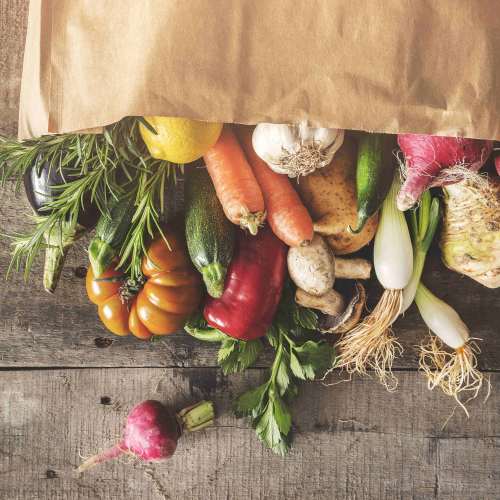 Vegetables on a table near Kirkman Terrace in Hopkinsville, Kentucky